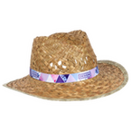 Unisex-Strohhut natur mit bedrucktem Hutband