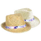 Unisex-Trilby-Palmblatthut mit bedrucktem Hutband