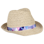 Unisex-Trilby-Strohhut aus synthetischem Papier mit bedrucktem Hutband