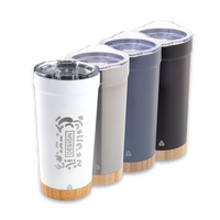 Vakuumisolierter XL-Edelstahlbecher mit Bambusboden graviert