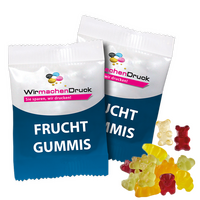 Vegane smart Gummibärchen 10g Tütchen, 4/4 farbig beidseitig bedruckt