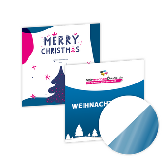 Weihnachtskarte 105 x 105 mm 4/4 farbig mit beidseitig partieller UV-Lackierung