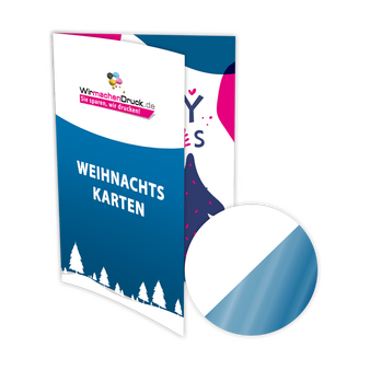 Weihnachtskarte DIN A5 4-seiter 4/4 farbig mit beidseitig partieller UV-Lackierung