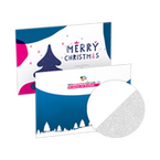 Weihnachtskarte DIN A5 quer 4/4 farbig mit beidseitig partieller Glitzer-Lackierung