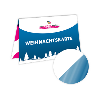 Weihnachtskarte DIN A5 quer 4-seiter 4/4 farbig mit beidseitig partieller UV-Lackierung
