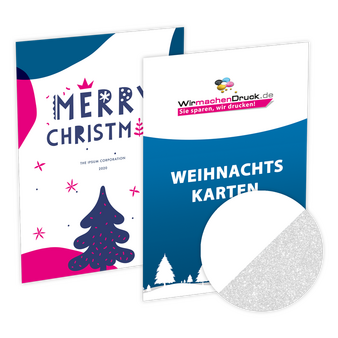 Weihnachtskarte DIN A6 4/4 farbig mit beidseitig partieller Glitzer-Lackierung
