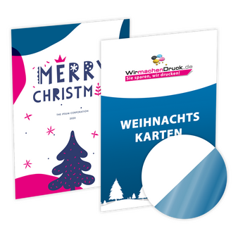 Weihnachtskarte DIN A6 4/4 farbig mit beidseitig partieller UV-Lackierung