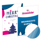 Weihnachtskarte DIN A6 4/4 farbig mit beidseitig partieller UV-Lackierung