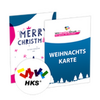 Weihnachtskarte DIN A7 4-seiter 4/4 farbig + 1 HKS-Sonderfarbe