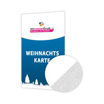 Weihnachtskarte DIN lang 4/4 farbig mit beidseitig partieller Glitzer-Lackierung