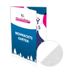 Weihnachtskarte DIN lang 4-seiter 4/4 farbig mit beidseitig partieller Glitzer-Lackierung