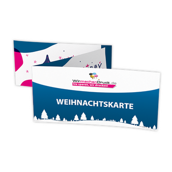 Weihnachtskarte DIN lang 6-seiter Zickzackfalz 4/4 farbig mit beidseitig partieller UV-Lackierung