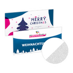Weihnachtskarte DIN lang quer 4/4 farbig mit beidseitig partieller Glitzer-Lackierung