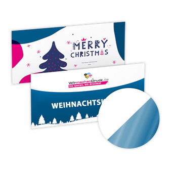 Weihnachtskarte DIN lang quer 4/4 farbig mit beidseitig partieller UV-Lackierung
