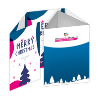 Weihnachtskarte, gefalzt auf DIN A7, vertikaler Sonderwickelfalz, 16-seitig