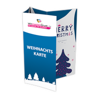 Weihnachtskarte, gefalzt auf DIN lang, vertikaler Doppelparallelfalz, 8-seitig