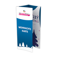 Weihnachtskarte, gefalzt auf DIN lang, vertikaler Wickelfalz, 8-seitig