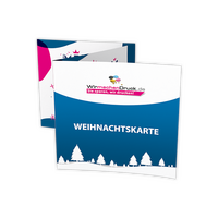 Weihnachtskarte, gefalzt auf Quadrat 10,5 cm x 10,5 cm, vertikaler Zickzackfalz, 6-seitig