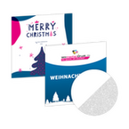Weihnachtskarte Quadrat 105 x 105 mm 4-seiter 4/4 farbig mit beidseitig partieller Glitzer-Lackierung