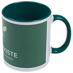 grüne Werbetasse von oben im Profil
