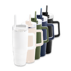 XL-Thermobecher mit Trinkdeckel und Trinkhalm unbedruckt