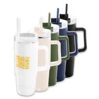 XL-Thermobecher mit Trinkdeckel und Trinkhalm bedruckt