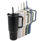 XXL-Thermobecher mit Trinkdeckel und Trinkhalm unbedruckt