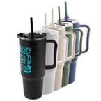 XXL-Thermobecher mit Trinkdeckel und Trinkhalm bedruckt