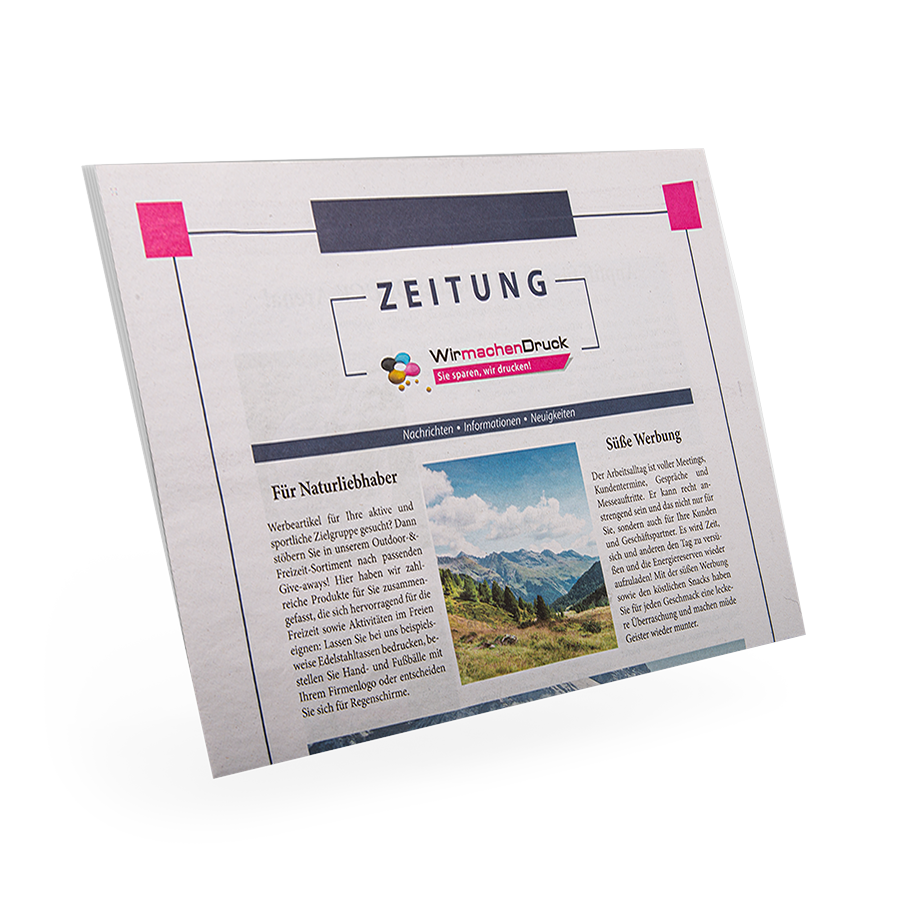 2000 Stk. Zeitung, Endformat ca. DIN A3 (308 x 420 mm), 8-seitig, 4/4-farbig