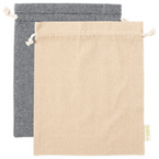 Zuziehbeutel aus recycelter Baumwolle, L, ohne Werbeanbringung