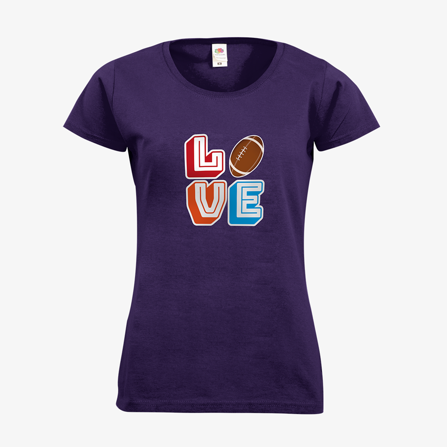 Basic-T-Shirt von Fruit of the Loom für Damen, mit American-Football-Motiv