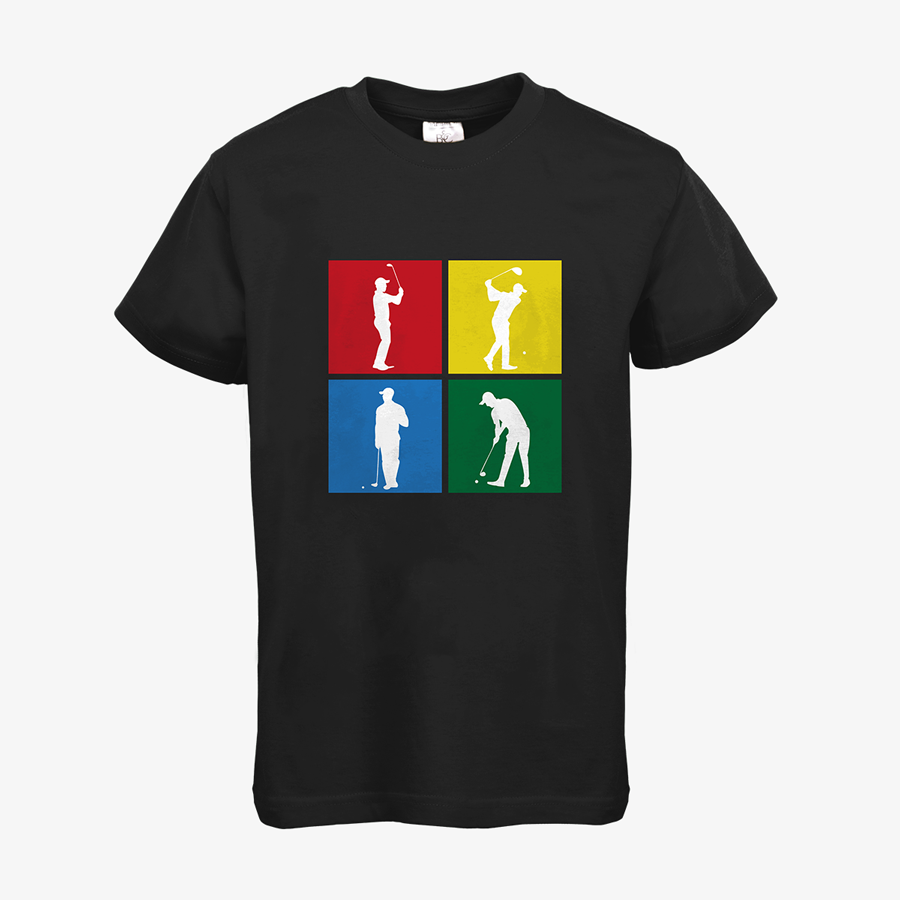 Basic-Kinder-T-Shirt in Schwarz von B&C Collection, mit Golf-Standardmotiv