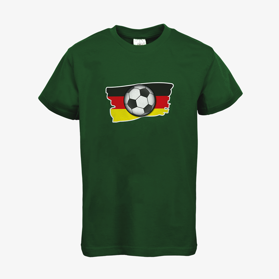 Basic-Kinder-T-Shirt in Dunkelgrün von B&C Collection, mit Fußball-Standardmotiv