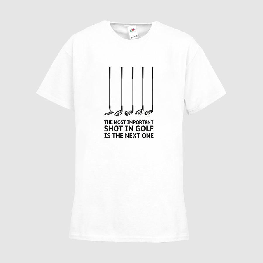 Budget-Kinder-T-Shirt in Weiß von Fruit of the Loom, mit Golf-Standardmotiv