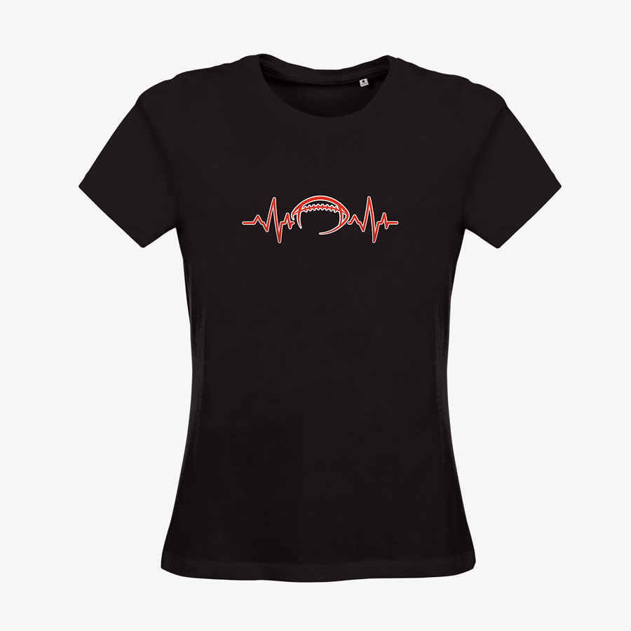 Schwarzes Damen-T-Shirt mit American-Football-Standardmotiv, Organic von B&C Collection