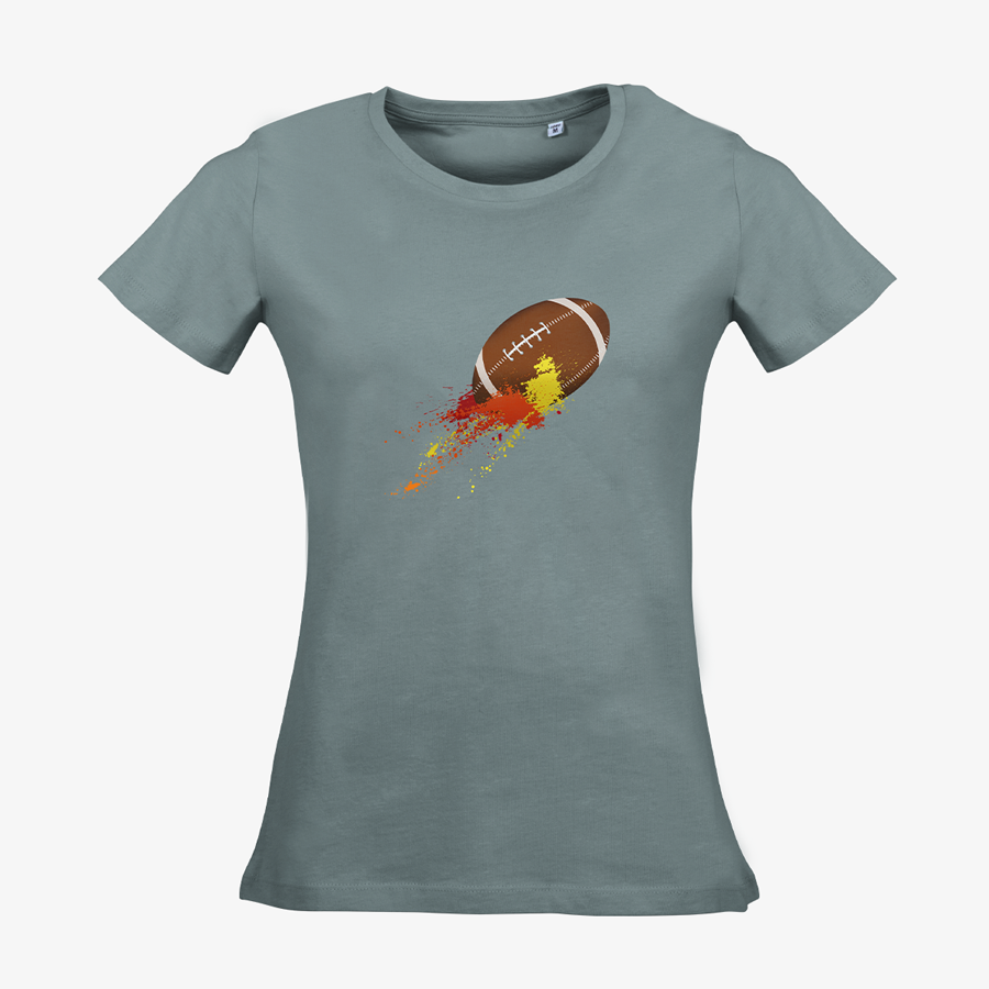 Graues Organic-T-Shirt mit American-Football-Standardmotiv, von Russell
