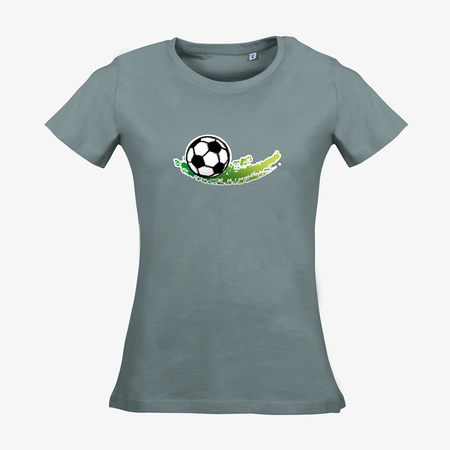 Graues Organic-T-Shirt von Russell, mit Fußball-Standardmotiv