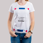 T-Shirt Damen Siebdruck Basic weiß Vorderseite bedruckt salopp