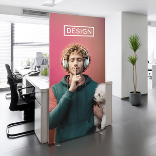 Individuell bedruckter Akustikspannrahmen, ideal zum Einsatz im Büro