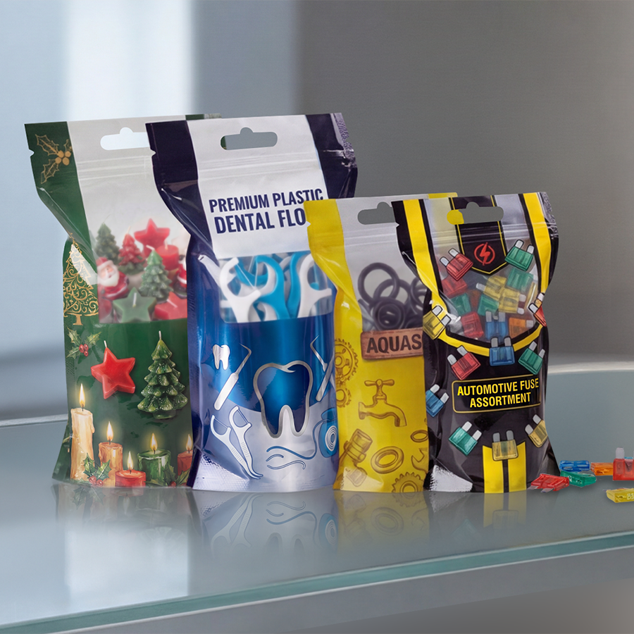 Bedruckte Kunststoff-Standbodenbeutel in mehreren Größen, Doypacks ideal für Non-Food-Produkte