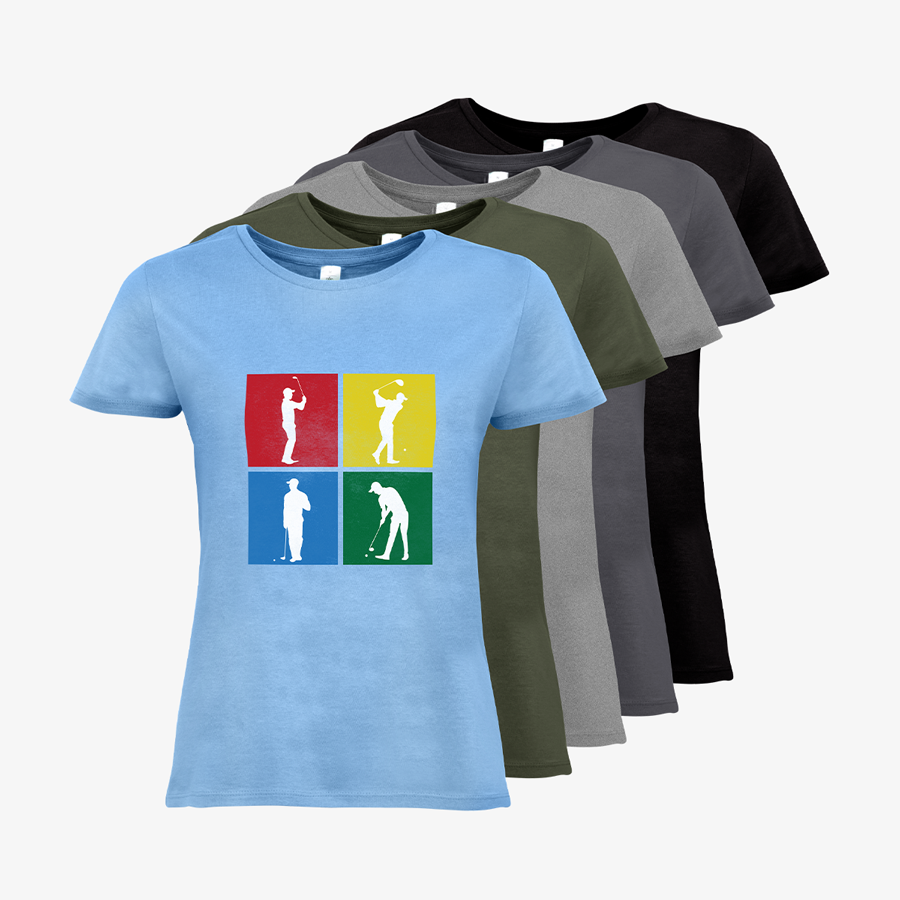 Basic-T-Shirts von B&C Collection für Damen in verschiedenen Farben, mit Golf-Standardmotiv
