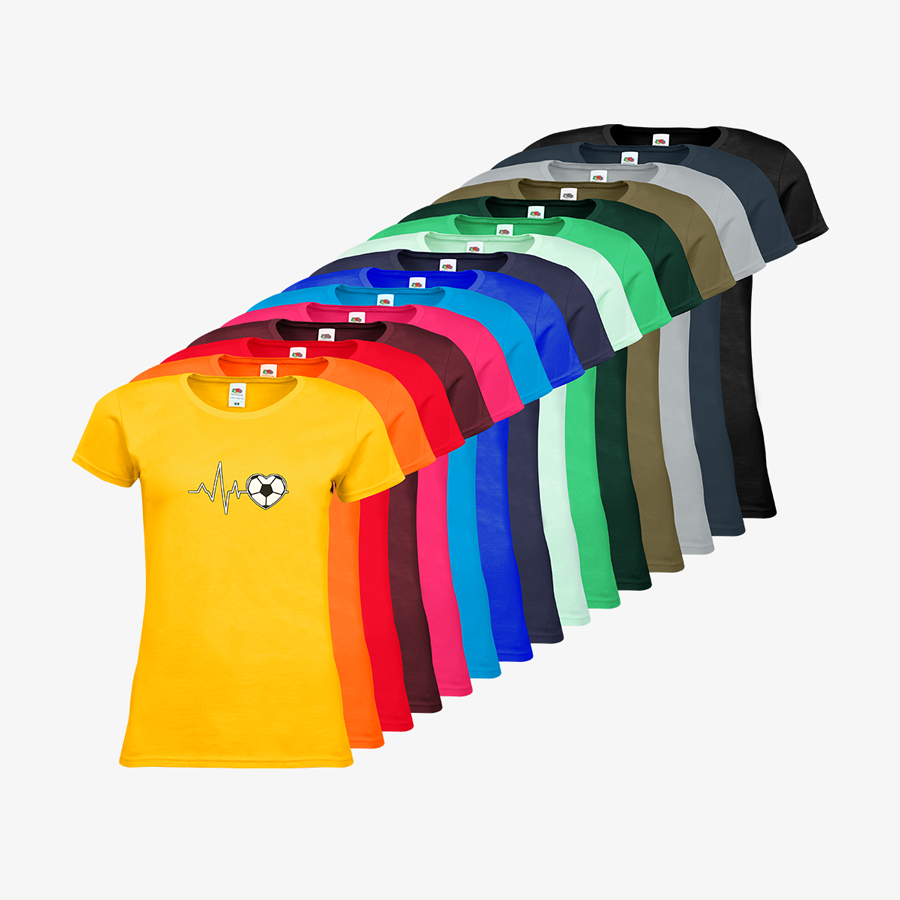 Premium-T-Shirts von Fruit of the Loom für Damen in vielen Farben, mit Fußball-Standardmotiv