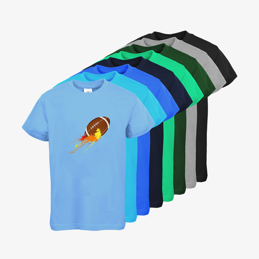 Basic-Kinder-T-Shirts von B&C Collection mit American-Football-Motiv, in vielen Farben