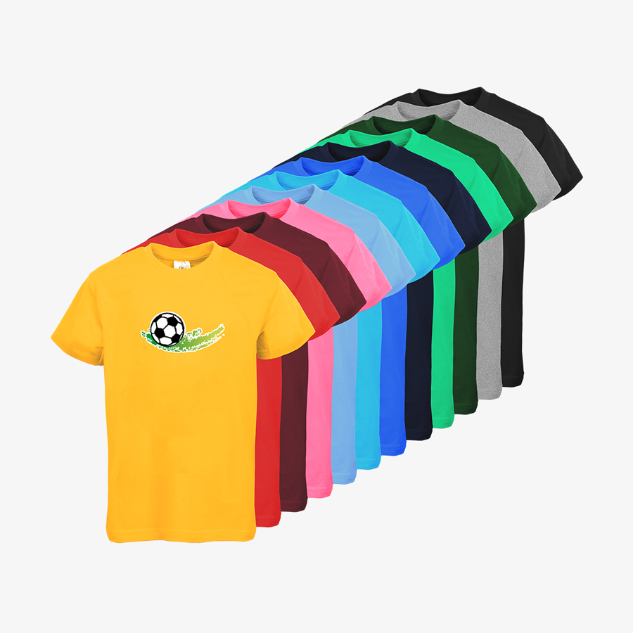 Basic-Kinder-T-Shirts von B&C Collection in vielen Farben mit Fußball-Standardmotiv