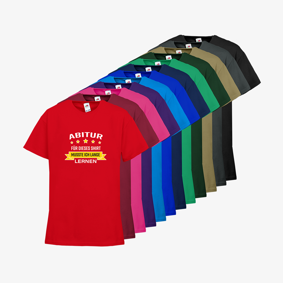 Budget-Kinder-T-Shirts in vielen Farben mit Abitur-Standardmotiv, von Fruit of the Loom