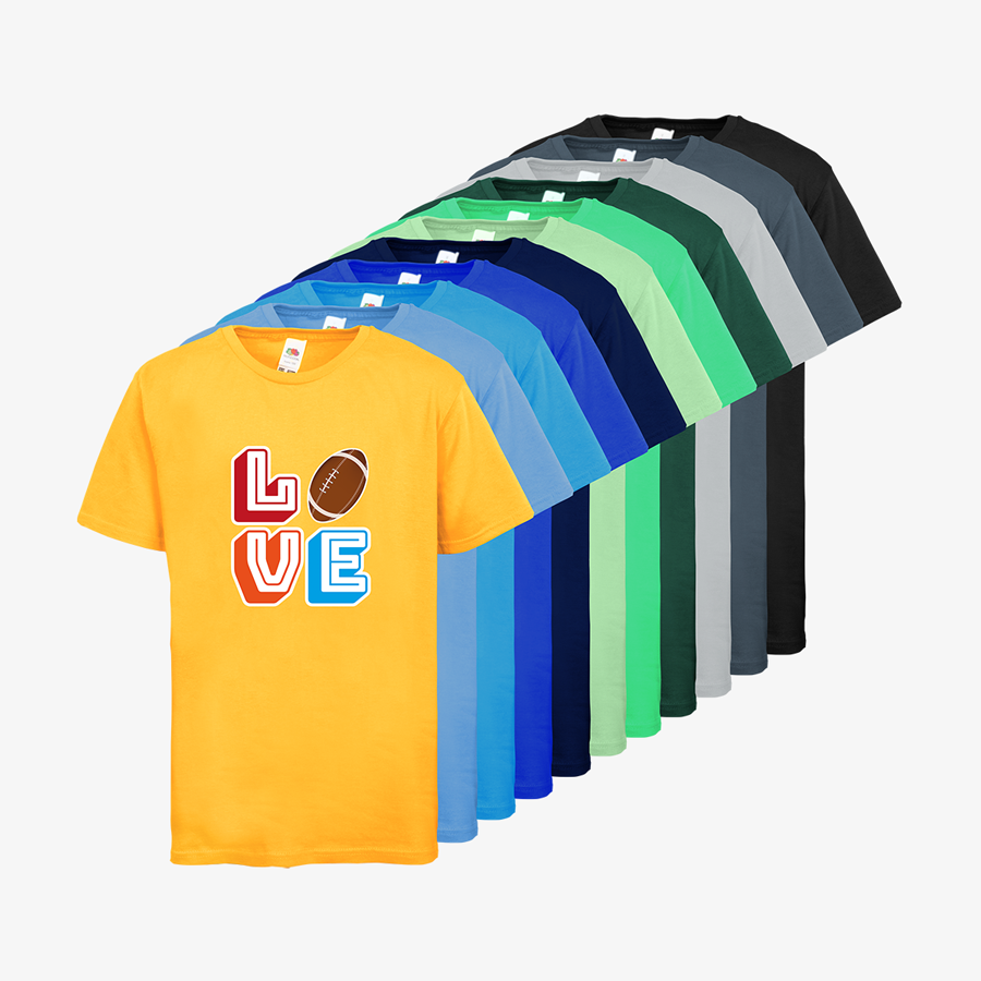 Kinder-T-Shirts (Premium) von Fruit of the Loom in vielen Farben, mit American-Football-Motiv