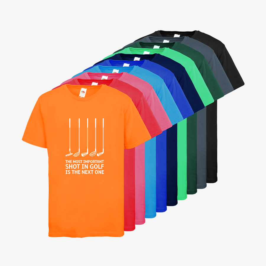 Premiun-Kinder-T-Shirts von Fruit of the Loom in vielen Farben mit Golf-Standardmotiv