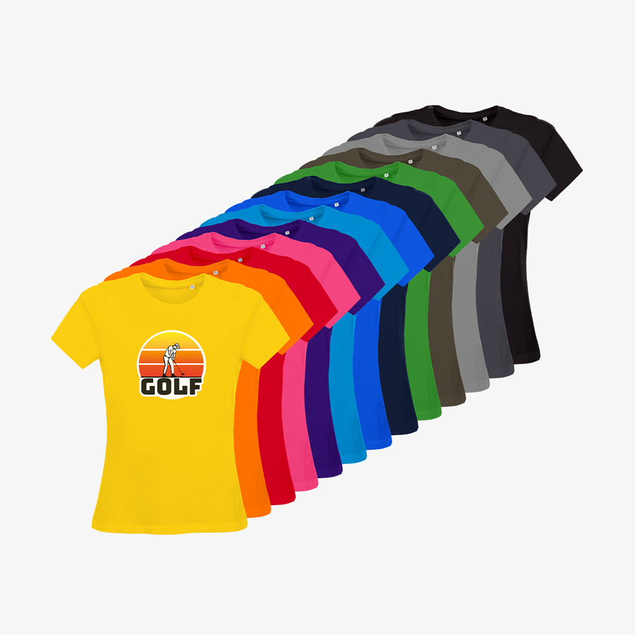 Organic-T-Shirts von B&C Collection in vielen Farben, mit Golf-Standardmotiv