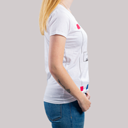 T-Shirt Damen Siebdruck Basic weiß Seitenansicht