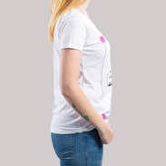 T-Shirt Damen Siebdruck Budget weiß Seitenansicht